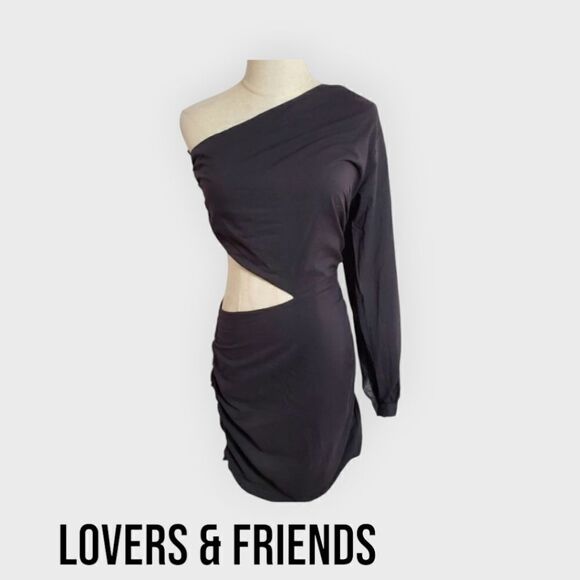 NWT Lovers + Friends Revolve Black Ruched Cutout Dress - Picture 1 of 8